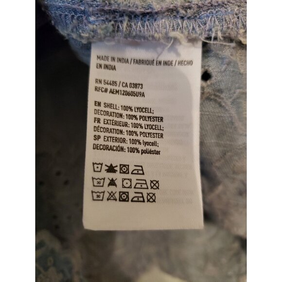 American Eagle Outfitters Women XS Romper Blue Lacy Cold Shoulder 3/4 Sleeve NWT - Picture 7 of 7